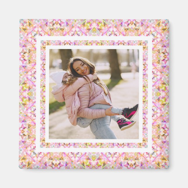 Anpassningsbar Photo Pastel Rosa Lycklig Grönt Mor Magnet (Framsidan)