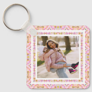Anpassningsbar Photo Pastel Rosa Lycklig Grönt Mor Nyckelring