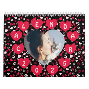 Anpassningsbar Photo Paw Print Mönster Calendar 20 Kalender