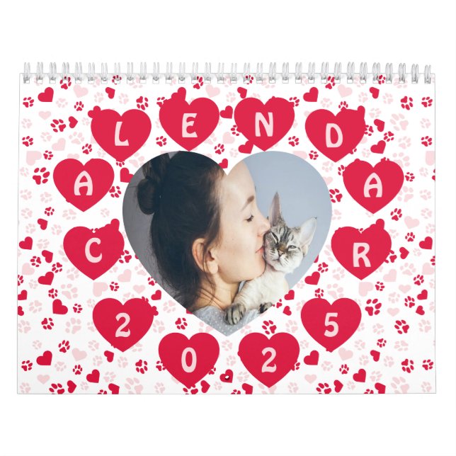 Anpassningsbar Photo Paw Print Mönster Calendar 20 Kalender (Omslag)
