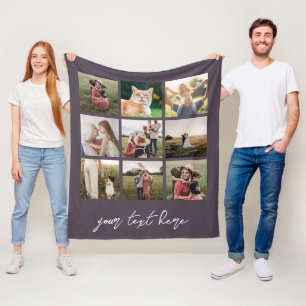 Anpassningsbar Photo Personlig Bild Collage Fleecefilt