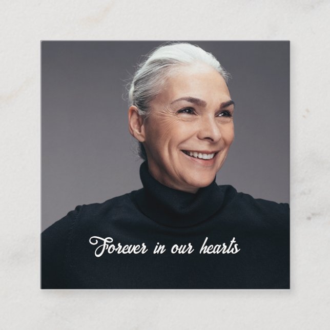 Anpassningsbar Photo Personlig Memorial Funeral Fyrkantigt Visitkort (Framsida)