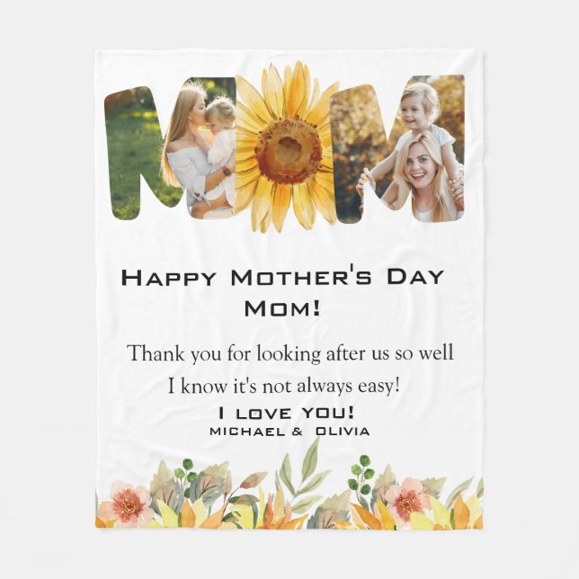 Anpassningsbar Photo Personlig Mors dag Fleecefilt (Framsidan)