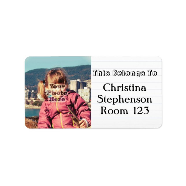 Anpassningsbar Photo Personlig Namn skoletiketter Adressetikett (Framsidan)