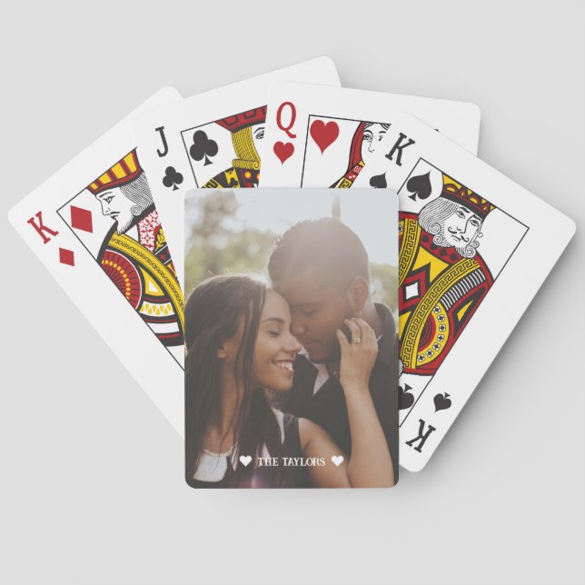 Anpassningsbar Photo Personlig par Kärlek Heart Casinokort (Baksidan)