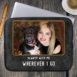 Anpassningsbar Photo Pet Family Leather Laptop sle Laptop Fodral<br><div class="desc">Laptop sleeve med en mörk-design för fingerat läder med eget foto och (roligt eller annat) anpassningsbar</div>