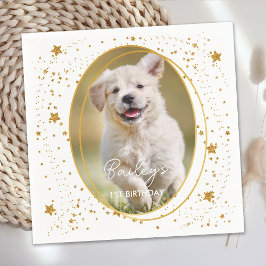 Anpassningsbar Photo Pet Hund Birthday Guld Glitte Pappersservett