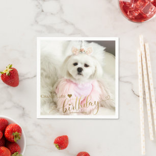 Anpassningsbar Photo Pet Hund Birthday Typography  Pappersservett