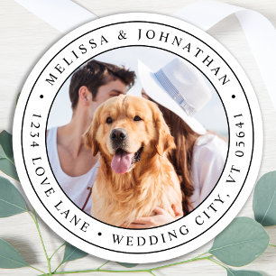 Anpassningsbar Photo Pet-Hund returadressetikett Runt Klistermärke
