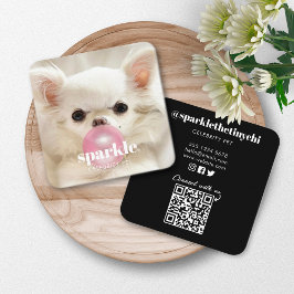 Anpassningsbar Photo Pet Social Media QR-kod Fyrkantigt Visitkort