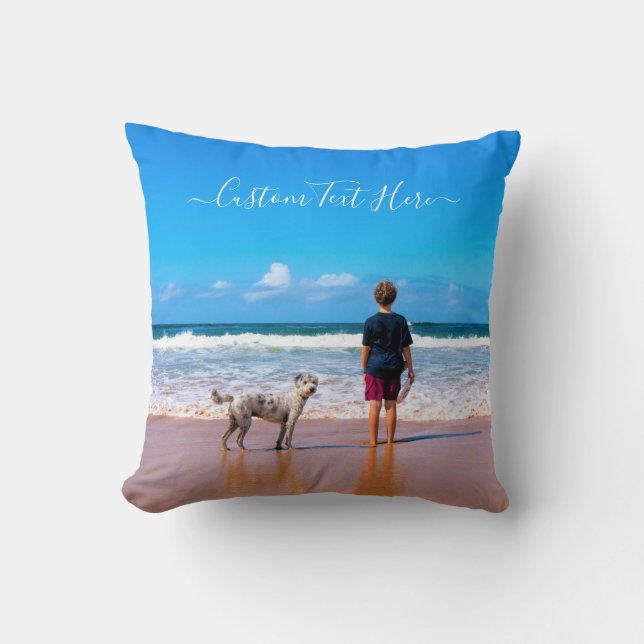 Anpassningsbar Photo Pillow Your Photos with Pets Kudde (Framsida)