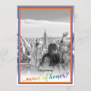 Anpassningsbar Photo Pride blir min Maid of honor Inbjudningar