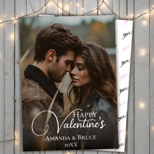 Anpassningsbar Photo Push Script Lycklig Valentine Julkort
