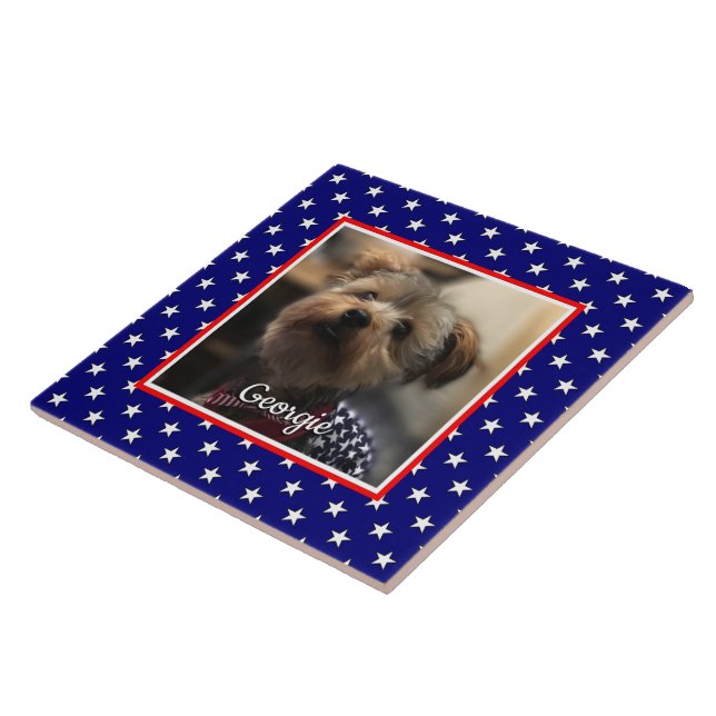 Anpassningsbar Photo Ram USA Amerikanska Flagga Pa Kakelplatta (Sidan)