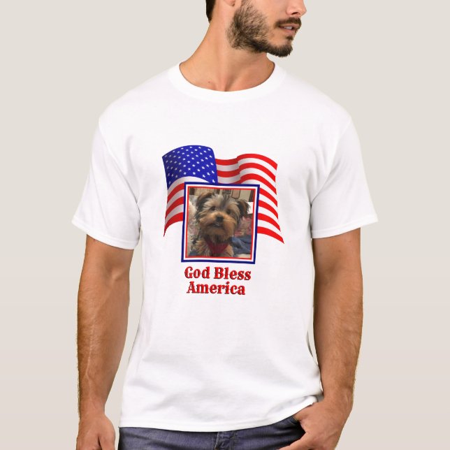 Anpassningsbar Photo Ram USA Amerikanska Flagga Pa T Shirt (Framsida)
