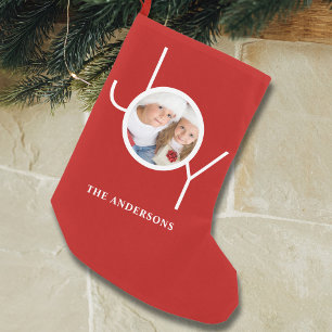 Anpassningsbar Photo Red Liten Julstrumpa