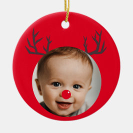 Anpassningsbar Photo Reindeer Baby Första jul Julgransprydnad Keramik