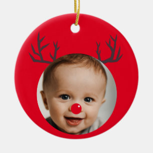 Anpassningsbar Photo Reindeer Baby Första jul Julgransprydnad Keramik