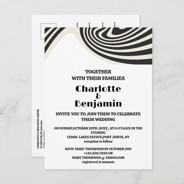 Anpassningsbar Photo Retro Black & White 70-tal Br Inbjudan Vykort (Fram/baksida)