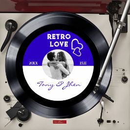 Anpassningsbar Photo Retro Vinyl Record Wedding bj Inbjudningar