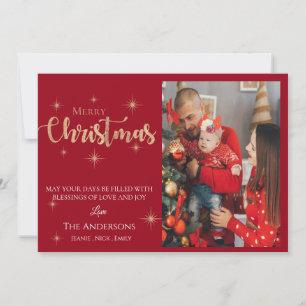 Anpassningsbar Photo Röd God jul Helgdag-kort Julkort