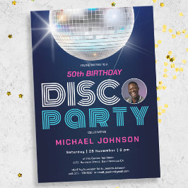 Anpassningsbar Photo Roligt Disco 50:e Födelsedags Inbjudningar