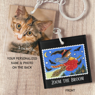 Anpassningsbar Photo Roligt Halloween Cat Witch Br