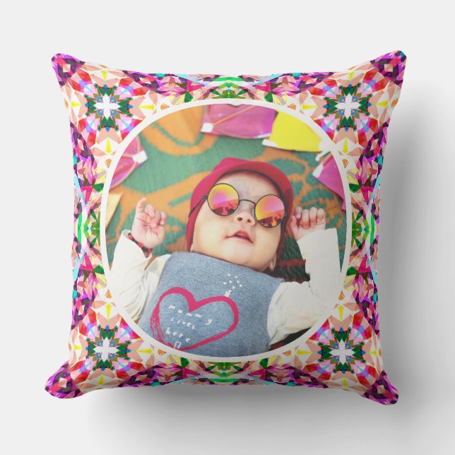 Anpassningsbar Photo Roligt Rosa Lycklig Mor's Day Kudde (Framsida)