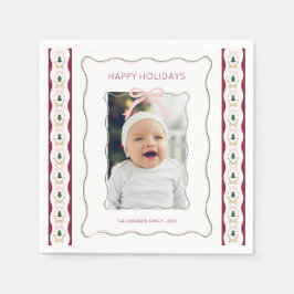 Anpassningsbar Photo Rosa Bow Squiggly Ram Helgdag Pappersservett