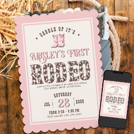 Anpassningsbar Photo Rosa First Rodeo Girls 1:a fö Inbjudningar