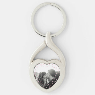 Anpassningsbar Photo Rosa Hearearts Twisted Heart Silverfärgad Nyckelring