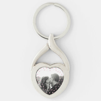 Anpassningsbar Photo Rosa Hearearts Twisted Heart Silverfärgad Nyckelring
