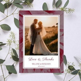 Anpassningsbar Photo Rosa Romantic Blommigt - tack Inbjudningar
