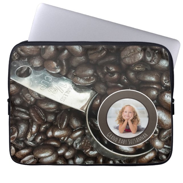 Anpassningsbar Photo Rosted Coffee Beans Silver Sc Laptop Fodral (Framsidan)