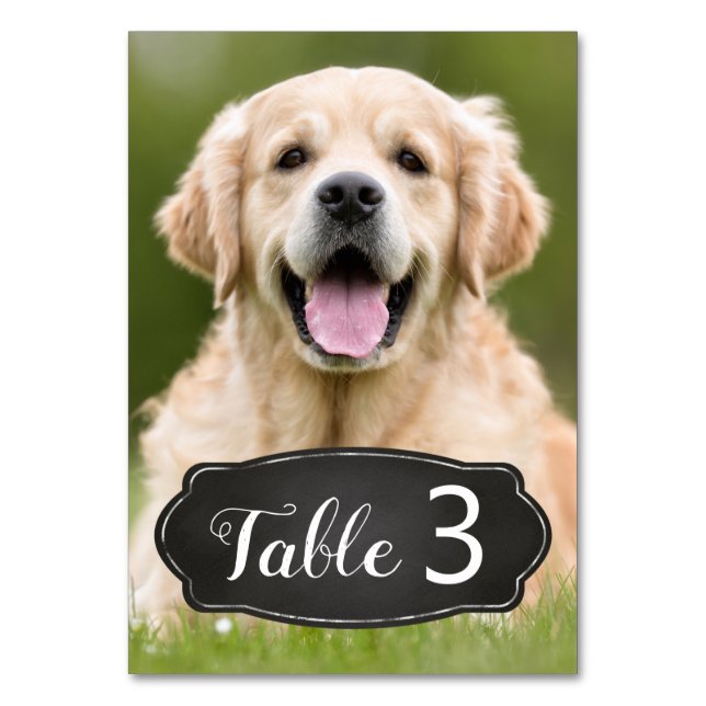 Anpassningsbar Photo Rustic Chalkboard Bröllop Bordsnummer (Framsidan)