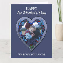 Anpassningsbar Photo Rustic Heart Blue 1:a Mor's D