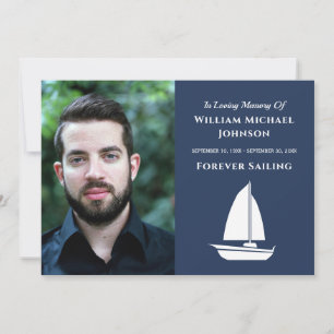 Anpassningsbar Photo Sailboat Funeral Forever Sail Tack Kort