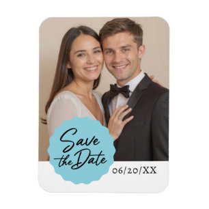 Anpassningsbar Photo Save Date Modern Script Emble Magnet