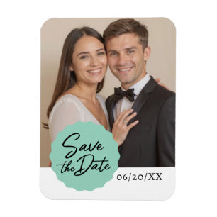 Anpassningsbar Photo Save Date Modern Script Emble Magnet