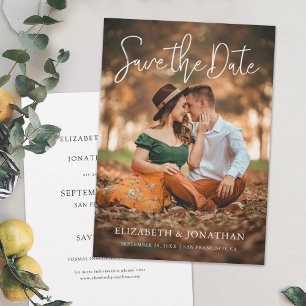 Anpassningsbar Photo Save the Date Wedding bjudand Spara Datumet