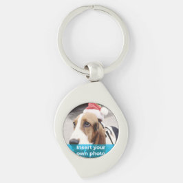 Anpassningsbar Photo Sentimental Personlig Gift Swirl Silverfärgad Nyckelring