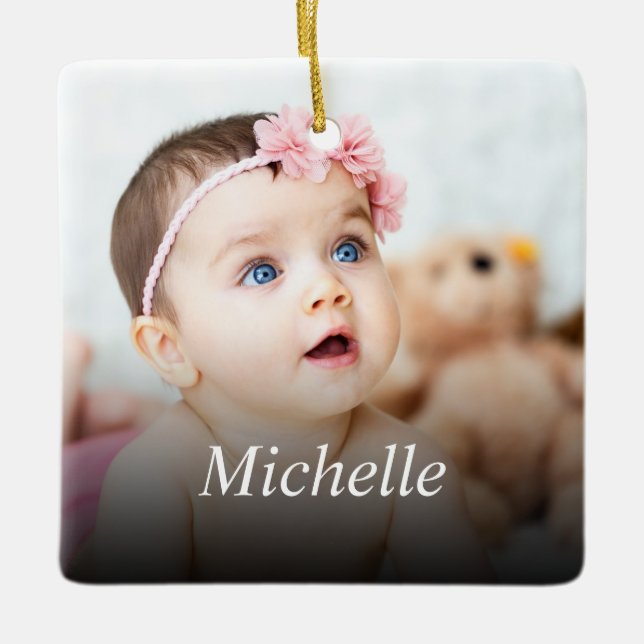 Anpassningsbar Photo Skapar din egen Julgransprydnad Keramik (Framsida)