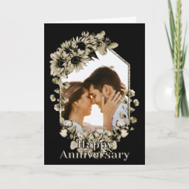 Anpassningsbar Photo Solros Blommigt Black Årsdag Kort