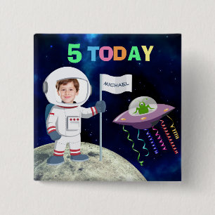 Anpassningsbar Photo Spaceman Birthday Kids Age Knapp