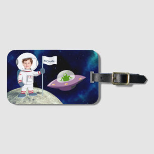 Anpassningsbar Photo Spaceman på Måne Kids Bagagebricka