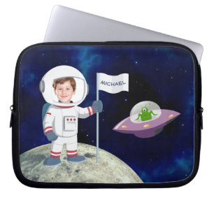 Anpassningsbar Photo Spaceman på Måne Kids Laptop Fodral