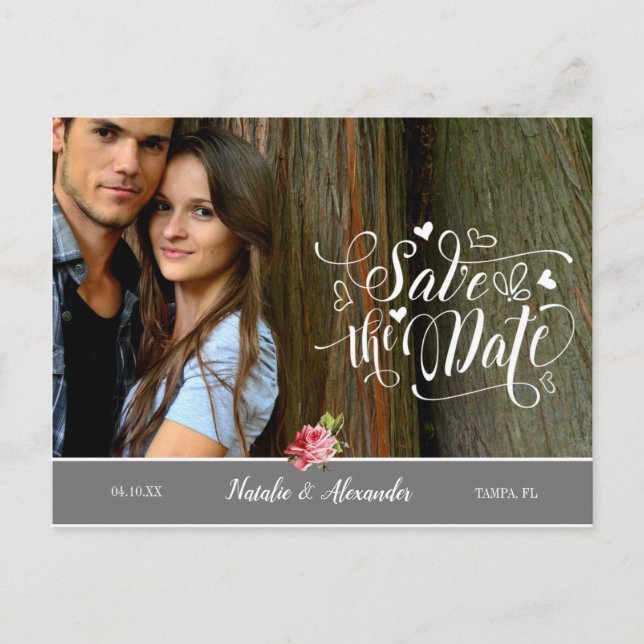 Anpassningsbar Photo | Spara datum Meddelande Vykort (Framsida)