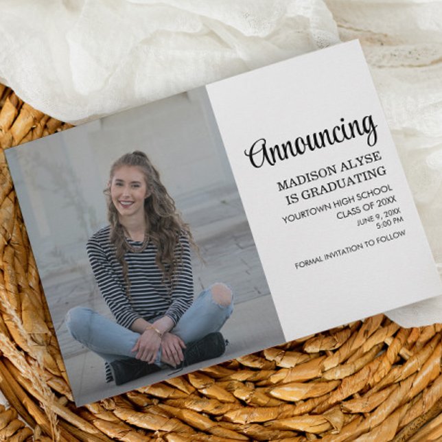 Anpassningsbar Photo Studenten meddelande Vykort (Graduation photo announcement/save the date card)