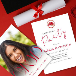 Anpassningsbar Photo Studenten Red on White-inbjud Inbjudningar