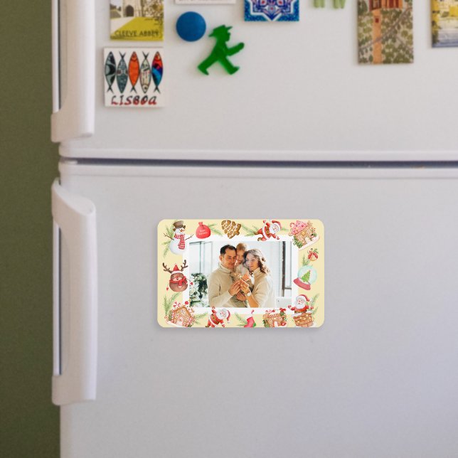 Anpassningsbar Photo Sweet Santa Gingerbröd House Magnet (Custom Photo Sweet Santa Gingerbread House Magnet)